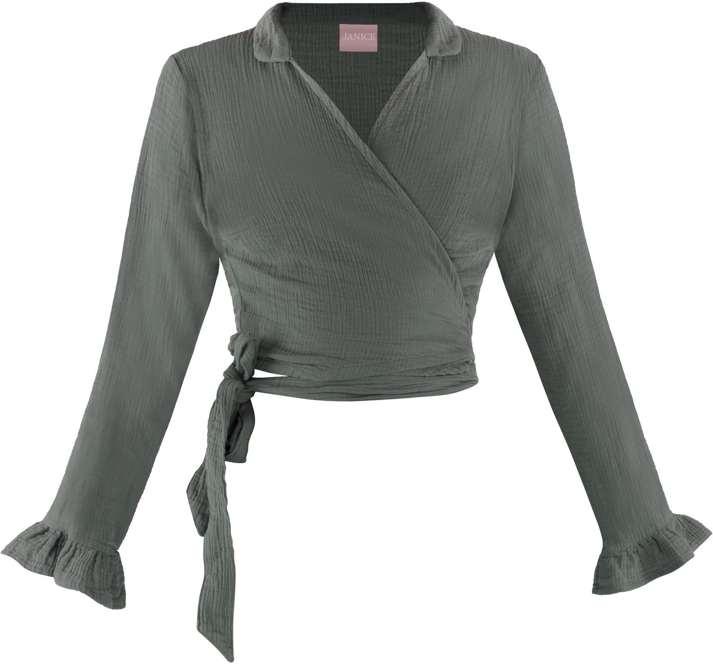 Janice Langarmbluse Musselin Hemd Chalandri Sommerbluse Bluse mit Bindeband von Janice