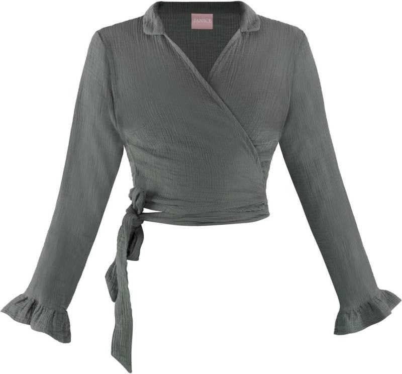 Janice Langarmbluse Musselin Hemd Chalandri Sommerbluse Bluse mit Bindeband von Janice