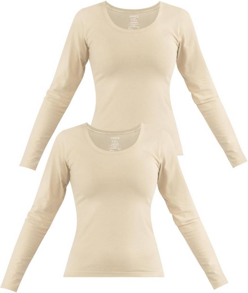 Janice Langarmshirt 2 x Damen Langarmshirt Nimes Figurbetonter Pullover aus Baumwolle von Janice