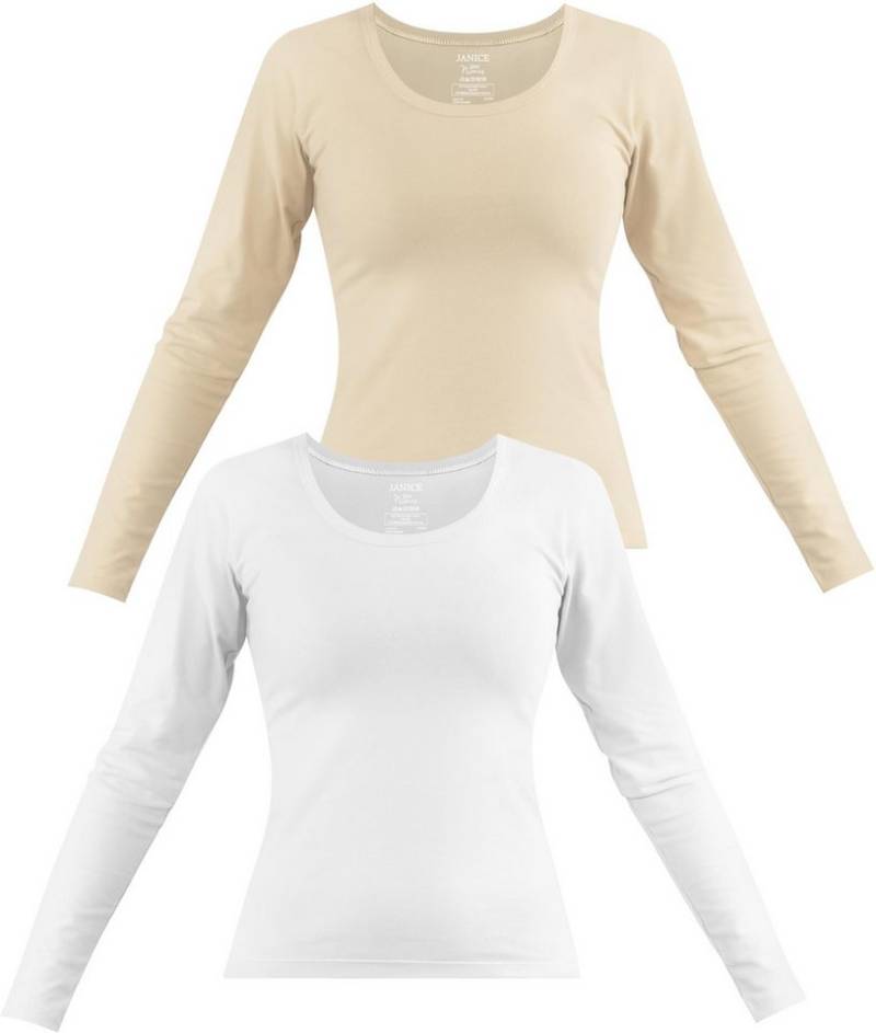 Janice Langarmshirt 2 x Damen Langarmshirt Nimes Figurbetonter Pullover aus Baumwolle von Janice