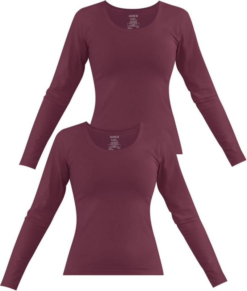 Janice Langarmshirt 2 x Damen Langarmshirt Nimes Figurbetonter Pullover aus Baumwolle von Janice