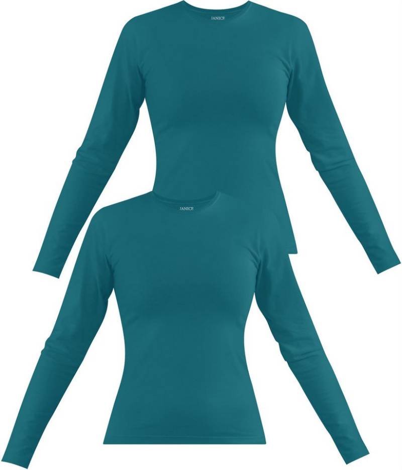 Janice Langarmshirt 2 x Damen Langarmshirt hochgeschlossen Niska Figurbetonter Pullover aus Baumwolle von Janice