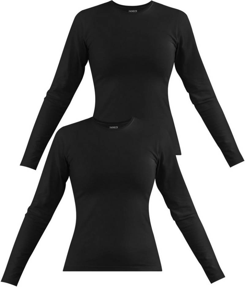 Janice Langarmshirt 2 x Damen Langarmshirt hochgeschlossen Niska Figurbetonter Pullover aus Baumwolle von Janice