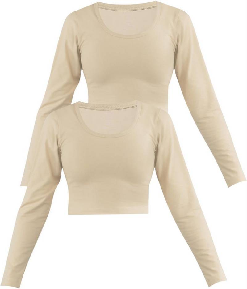 Janice Langarmshirt 2 x Damen crop Langarmshirt Nerja Kurzer Pullover aus Baumwolle von Janice