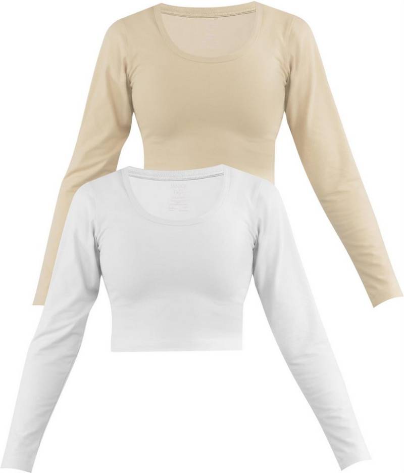 Janice Langarmshirt 2 x Damen crop Langarmshirt Nerja Kurzer Pullover aus Baumwolle von Janice