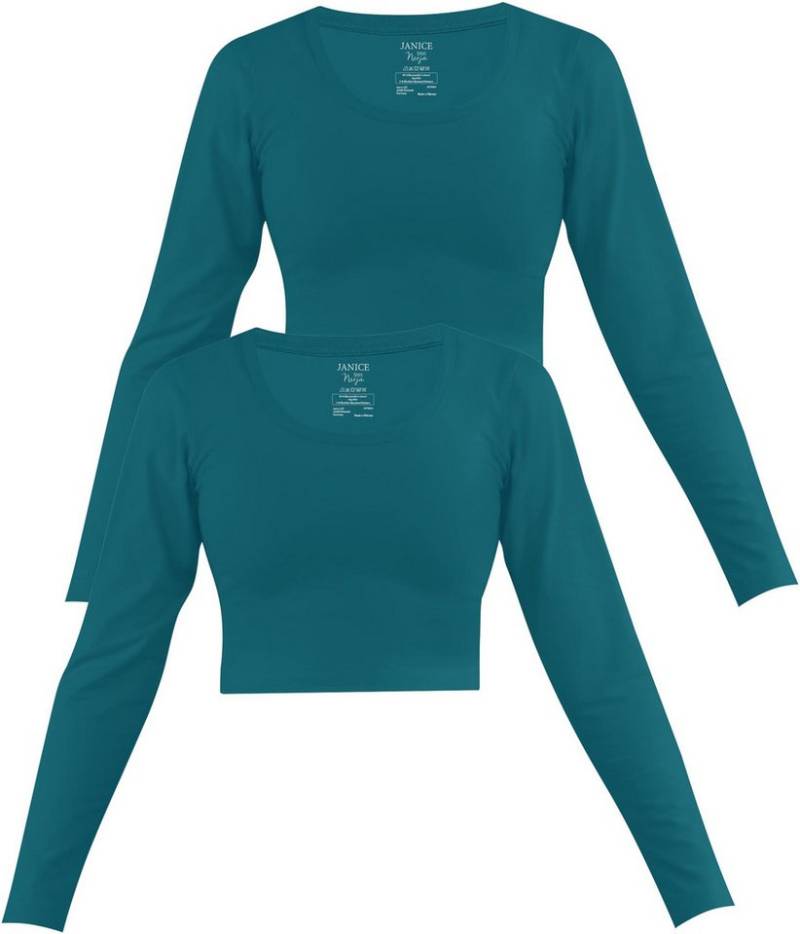 Janice Langarmshirt 2 x Damen crop Langarmshirt Nerja Kurzer Pullover aus Baumwolle von Janice