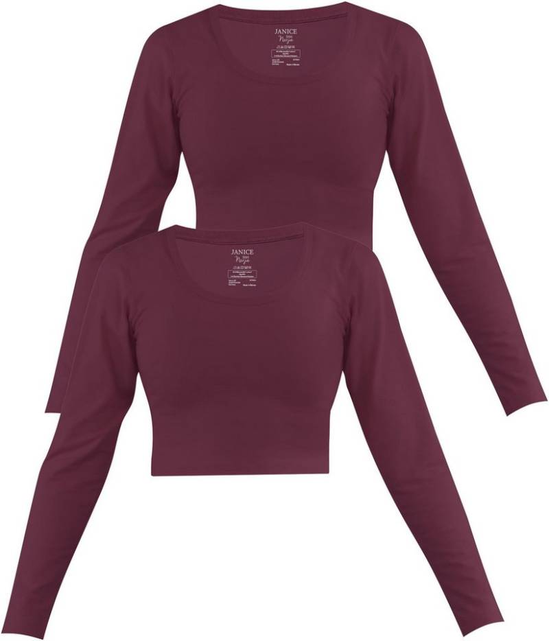 Janice Langarmshirt 2 x Damen crop Langarmshirt Nerja Kurzer Pullover aus Baumwolle von Janice