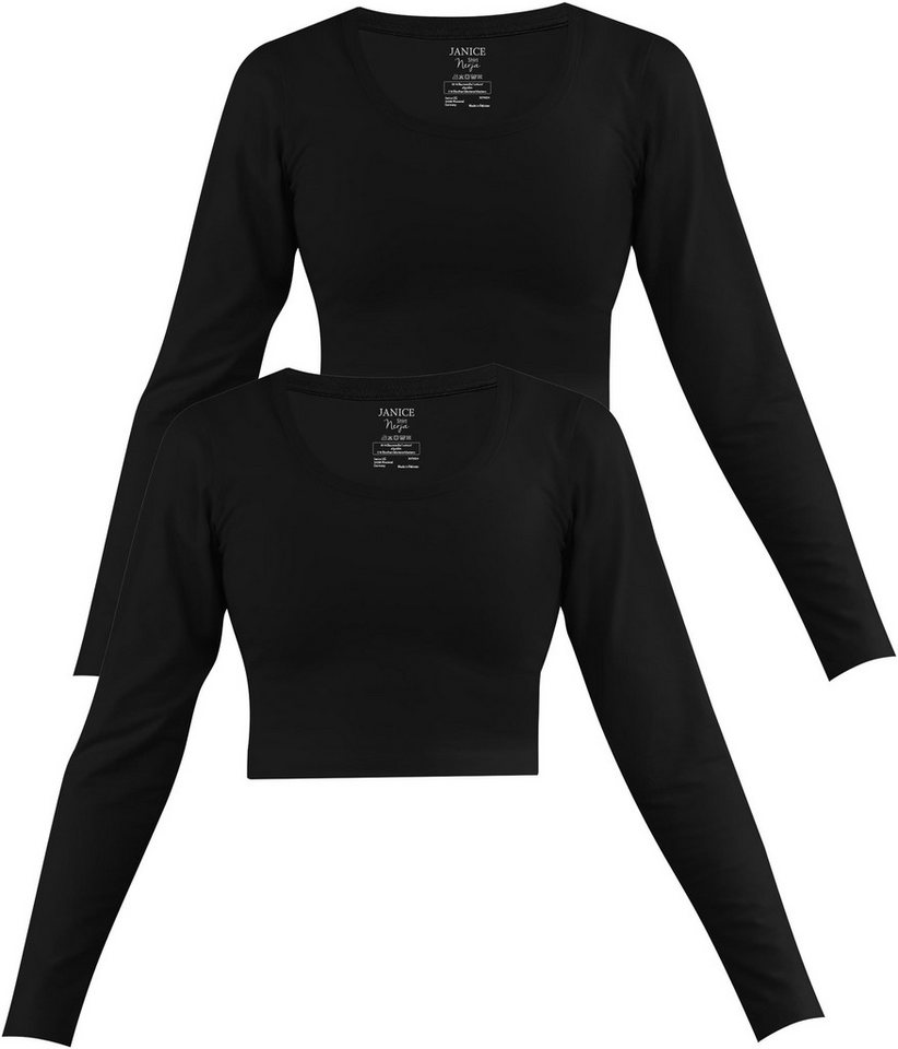 Janice Langarmshirt 2 x Damen crop Langarmshirt Nerja Kurzer Pullover aus Baumwolle Janice Langarmshirt 2 x Damen crop Langarmshirt Nerja Kurzer Pullover aus Baumwolle von Janice