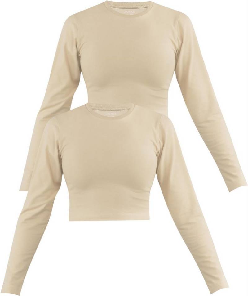 Janice Langarmshirt 2 x Damen crop Langarmshirt hochgeschlossen Noia Figurbetonter kurzer Pullover aus Baumwolle von Janice