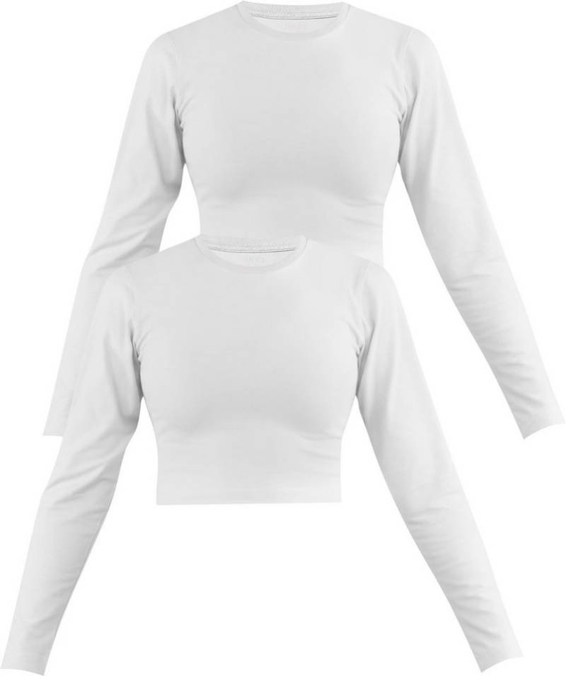 Janice Langarmshirt 2 x Damen crop Langarmshirt hochgeschlossen Noia Figurbetonter kurzer Pullover aus Baumwolle von Janice