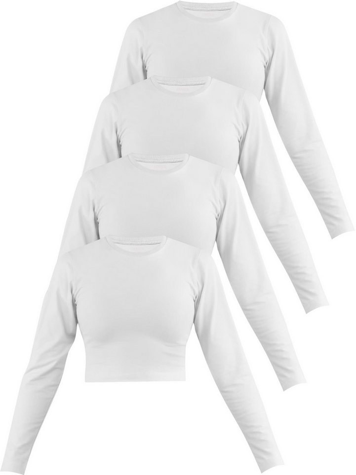 Janice Langarmshirt 4 x Damen crop Langarmshirt hochgeschlossen Noia Figurbetonter kurzer Pullover aus Baumwolle von Janice