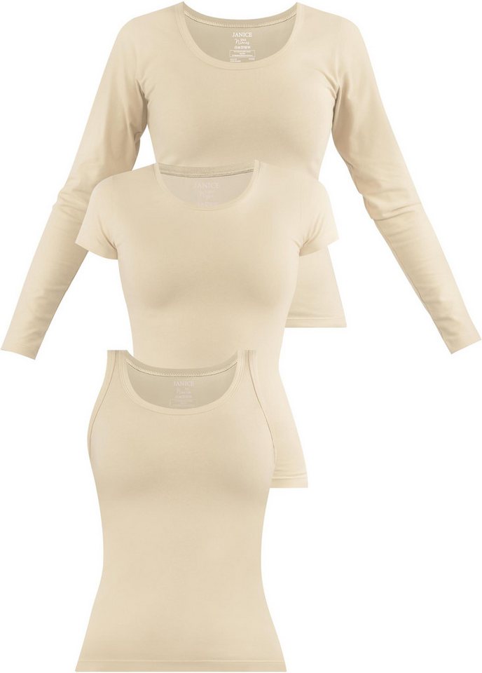 Janice Langarmshirt Baumwoll Oberteile im 3-er Set von Janice