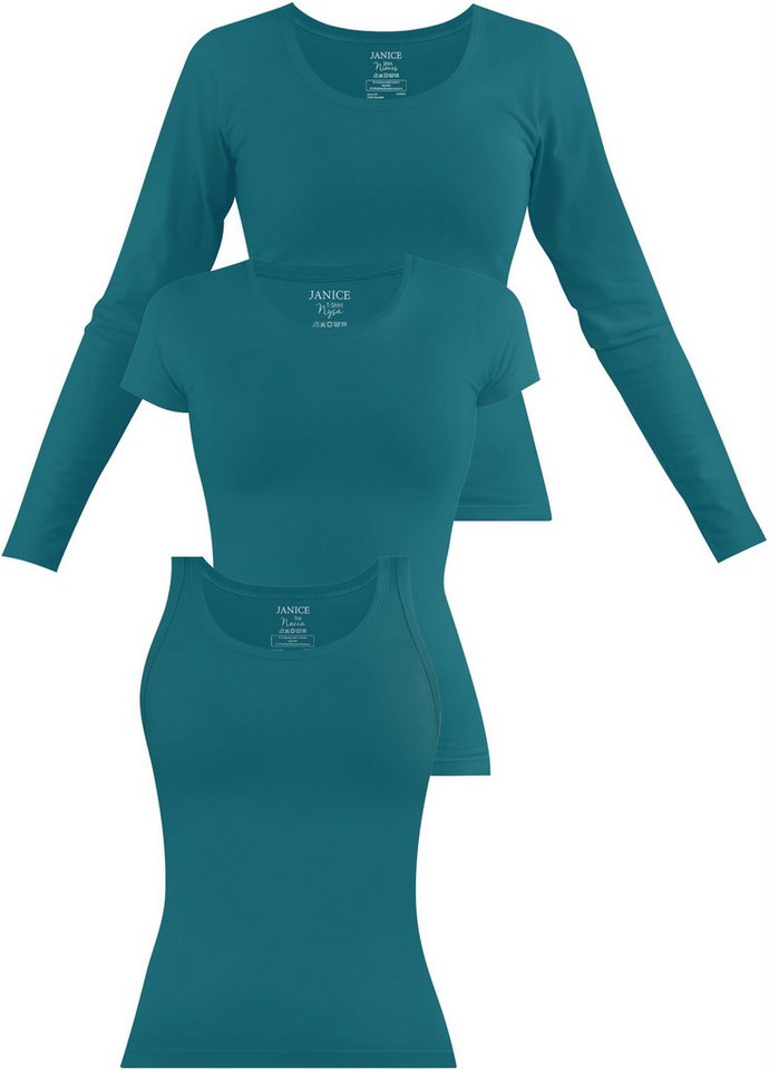 Janice Langarmshirt Baumwoll Oberteile im 3-er Set von Janice