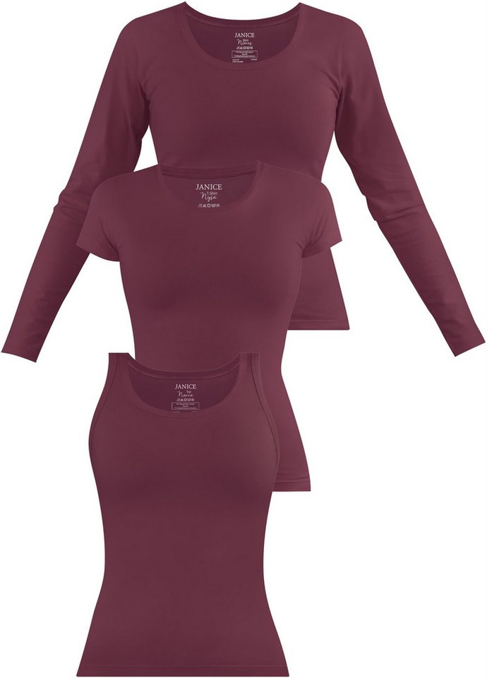 Janice Langarmshirt Baumwoll Oberteile im 3-er Set von Janice