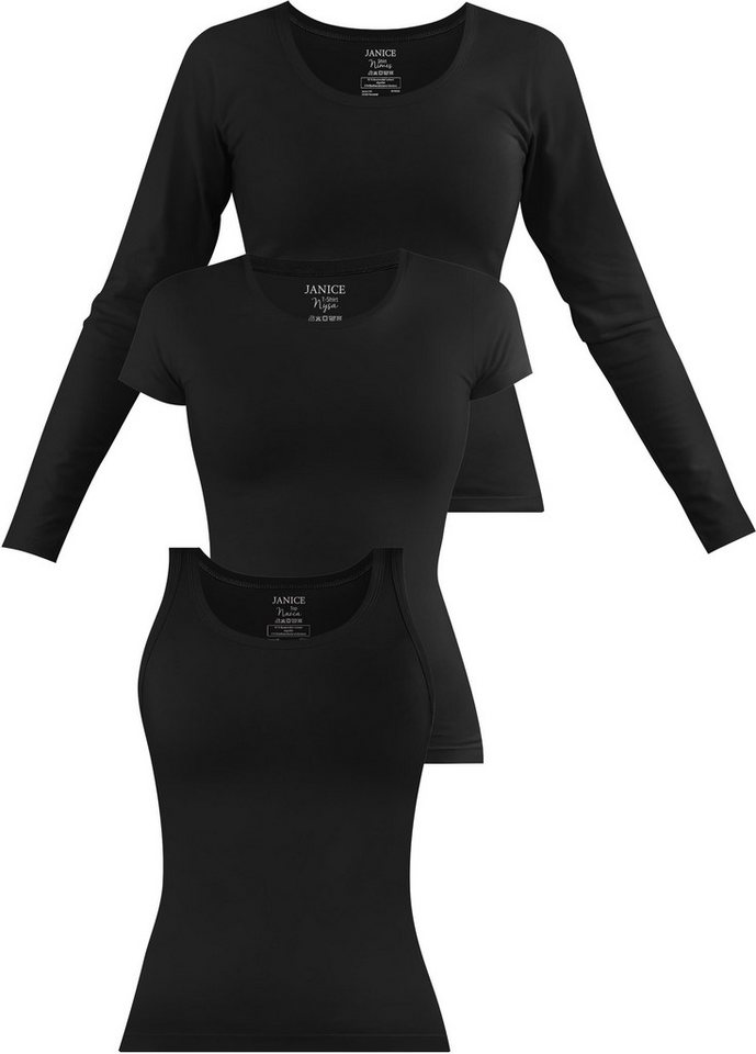 Janice Langarmshirt Baumwoll Oberteile im 3-er Set von Janice