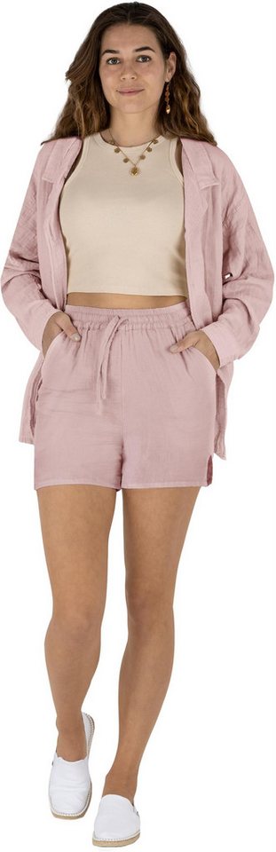 Janice Midikleid Damen Musselin Hemdbluse mit kurzer Hose Sommerbluse Bluse mit kurzer Hose für Frauen von Janice