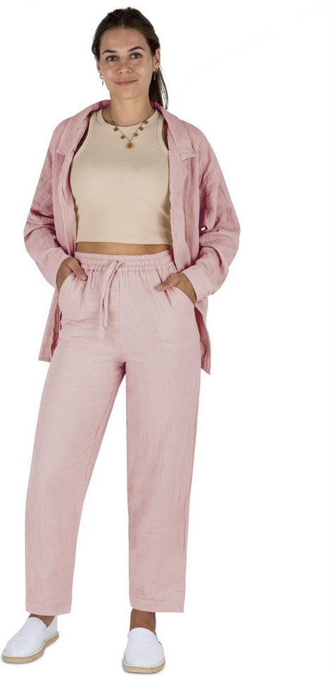 Janice Midikleid Damen Musselin Hemdbluse mit langer Hose Sommerbluse und Stoffhose für Frauen von Janice