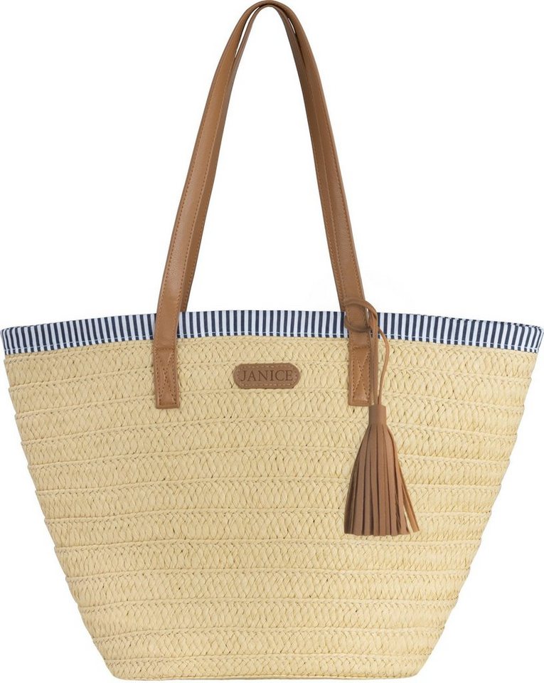 Janice Strandtasche Strandtasche 10 Liter Mindanao, Sommertasche im Maritim-Look für Damen aus Stroh Janice Strandtasche Strandtasche 10 Liter Mindanao, Sommertasche im Maritim-Look für Damen aus Stroh von Janice