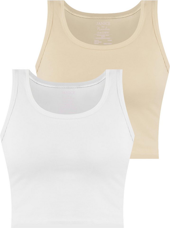 Janice Tanktop 2 x Damen crop Top Namlea Kurzes Tanktop aus Baumwolle von Janice