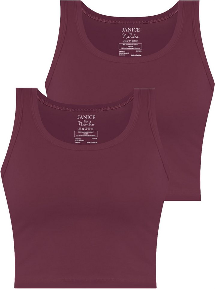 Janice Tanktop 2 x Damen crop Top Namlea Kurzes Tanktop aus Baumwolle von Janice