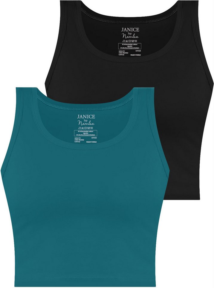 Janice Tanktop 2 x Damen crop Top Namlea Kurzes Tanktop aus Baumwolle von Janice