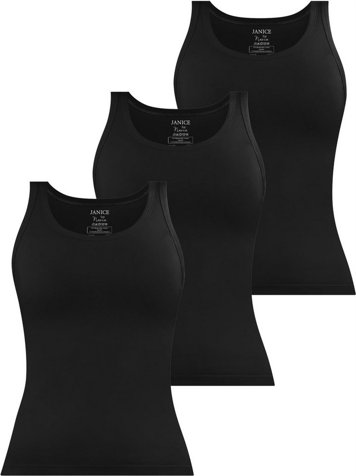 Janice Tanktop 3 x Damen Top Nazca Trägertop aus Baumwolle von Janice
