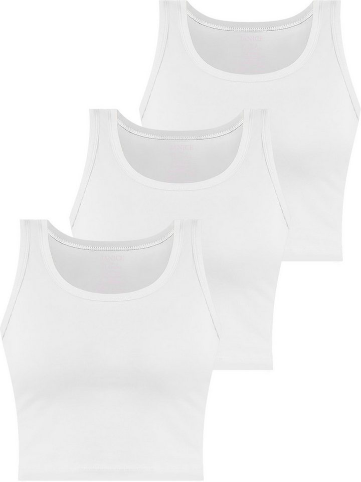 Janice Tanktop 3 x Damen crop Top Namlea Kurzes Tanktop aus Baumwolle von Janice