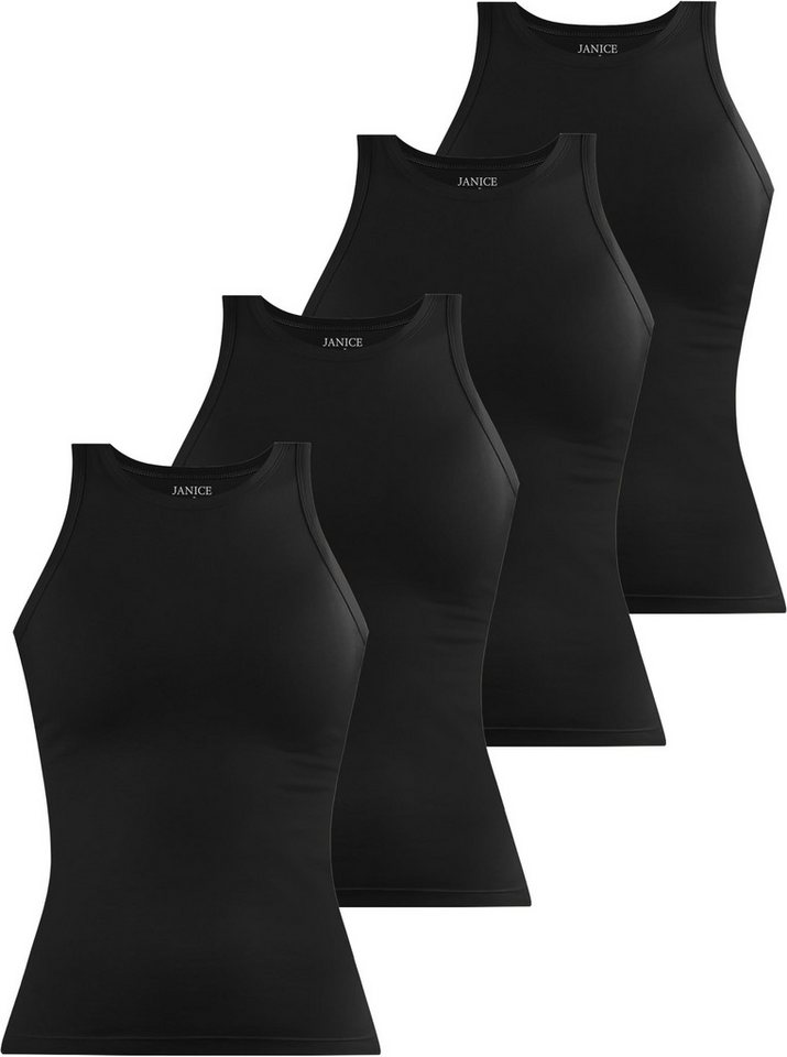 Janice Tanktop 4 x Damen Top hochgeschlossen Nauta Trägertop aus Baumwolle von Janice