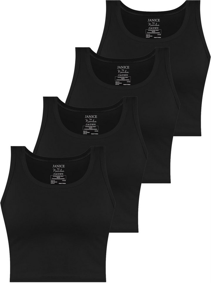 Janice Tanktop 4 x Damen crop Top Namlea Kurzes Tanktop aus Baumwolle von Janice