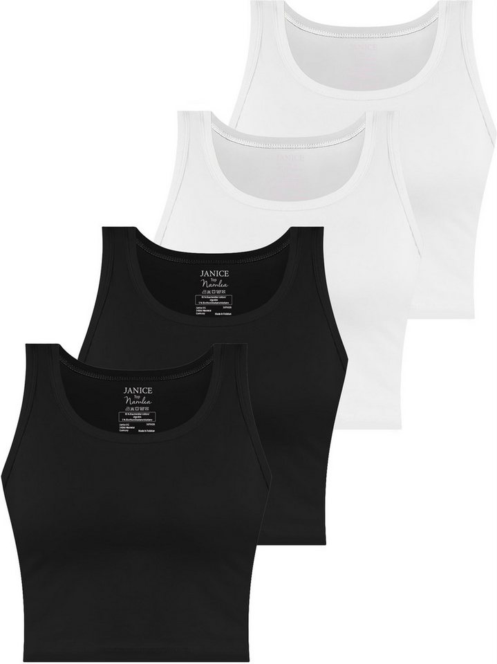 Janice Tanktop 4 x Damen crop Top Namlea Kurzes Tanktop aus Baumwolle von Janice