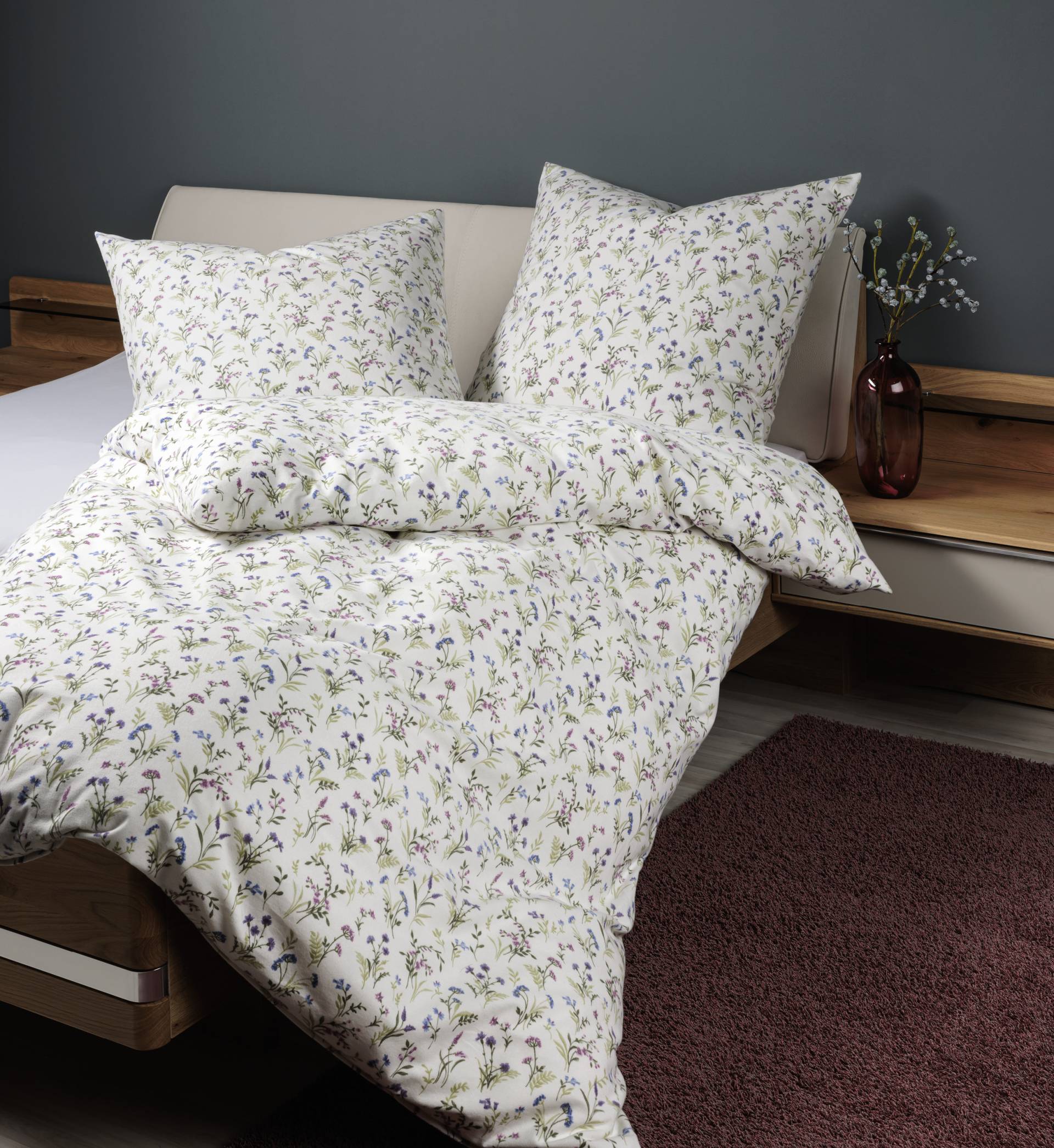 Janine Bettwäsche "Noru" 2 Stk. tlg. in Gr. 135x200, 100% Baumwolle, Blumen-Design, tolle Qualität von Janine