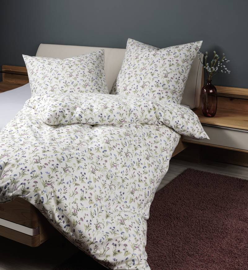 Janine Bettwäsche "Noru" 2 Stk. tlg. in Gr. 135x200, 100% Baumwolle, Blumen-Design, tolle Qualität von Janine
