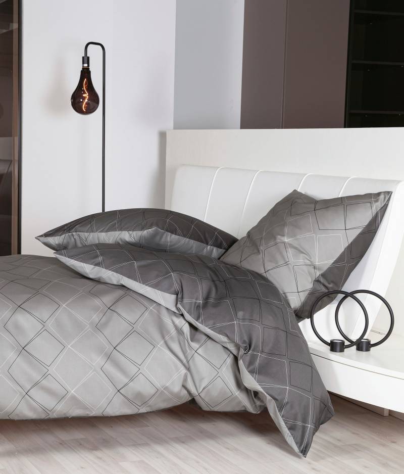 Janine Wendebettwäsche "J. D. 87053" 3 Stk. tlg. Bettwäsche aus Baumwolle, Bettwäsche mit Rauten-Design von Janine