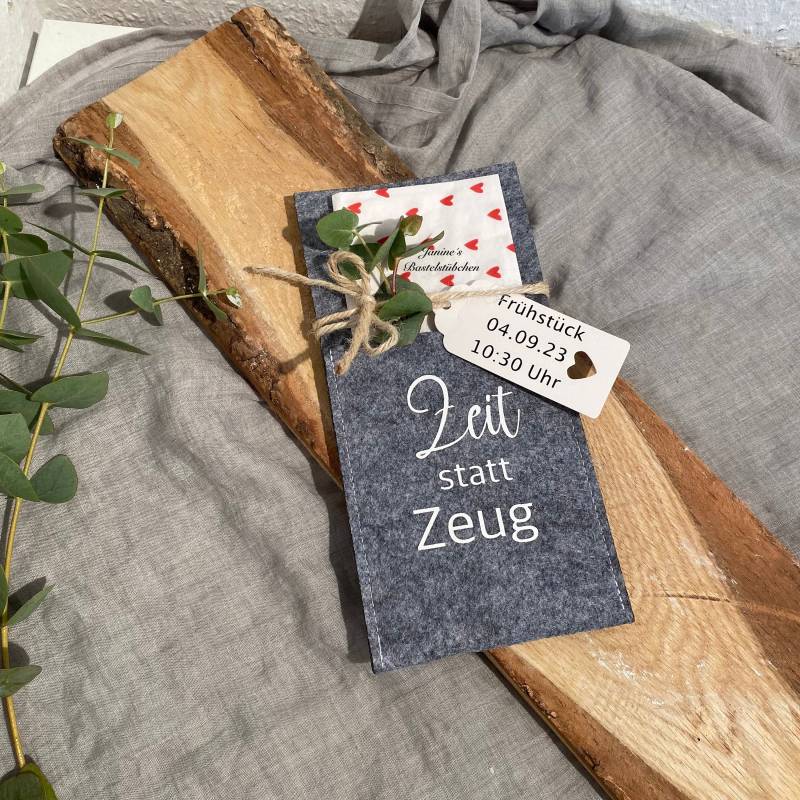 Geschenk/Zeit Statt Zeug Schenken Gutschein Gutscheinkarte Aus Filz Geschenk/Zeit Statt Zeug Schenken Gutschein Gutscheinkarte Aus Filz von JanineBastelstubchen