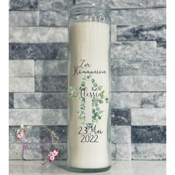 Kommunionskerze - Konfirmationskerze Taufkerze Personalisiert von JaninesFadenzauber