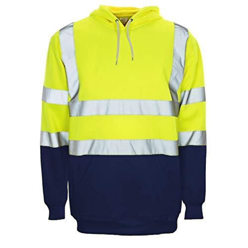 Janisramone® Herren Fleece Pullover Warnschutzjacke Warnjacke Winter Langarm reflektor jacke herren Baustellen Hi Vis Hoodie Sweatshirt von Janisramone