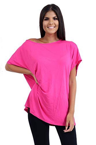 Janisramone Frauen Damen Neu Ebene aus Das Schulter Batwing Ärmel Bardot Baggy überdimensional T-Shirt T Top von Janisramone