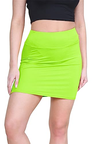 Janisramone Frauen Damen Hoch Tailliert Ebene Jersey Sommer Bodycon Tube Büro Bleistift Kurz Mini Rock von Janisramone