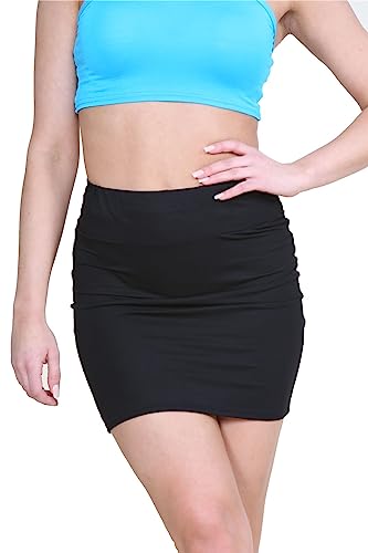 Janisramone Frauen Damen Hoch Tailliert Ebene Jersey Sommer Bodycon Tube Büro Bleistift Kurz Mini Rock von Janisramone