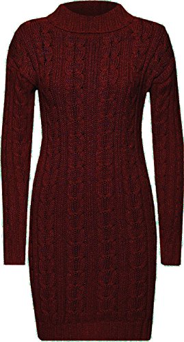 Janisramone Frauen Damen Neu Cowl Polo Hals Klobig Kabel Stricken Jumper Pullover Bodycon Mini Kleiden Tunika Oben von Janisramone