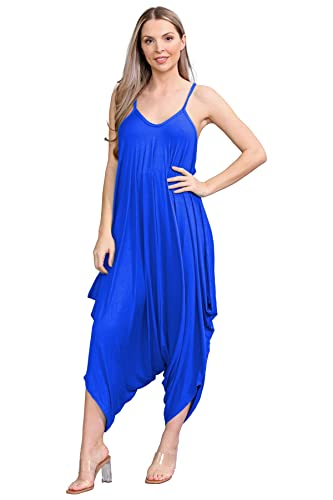 Janisramone Frauen Damen Neu Dünn Riemchen Plain Baggy Harem Cami Jumpsuit Drapieren Lagenlook Romper Playsuit von Janisramone