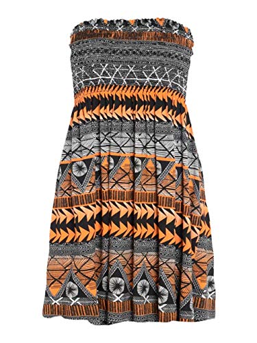 Janisramone Frauen Damen Neu Gedruckt Bandeau Boobtube Mini Kleid Versammeln Sheering Sommer Flared Top von Janisramone