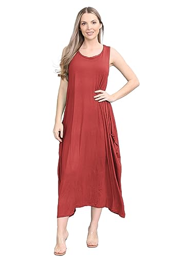 Janisramone Frauen Damen Neu Italienisch Lagenlook Tulpe Fallschirm Kleid Dehnbar Ärmellos Lange Tunika Oberteil von Janisramone