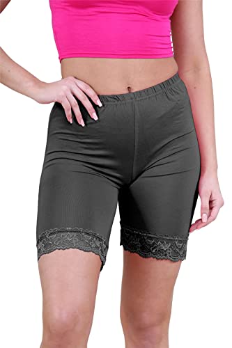 Janisramone Frauen Damen Neu Jakobsmuschel Spitze Trimmen Einfach Fitnessstudio Fahrrad Strumpfhose Viskose Aktiv Radfahren Kurze Hose Heiß Hose von Janisramone