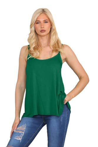 Janisramone Frauen Damen Neu Plain Ärmellos Schwingen Riemchen Leibchen cami Weste Plus Größe Flared Mini top von Janisramone