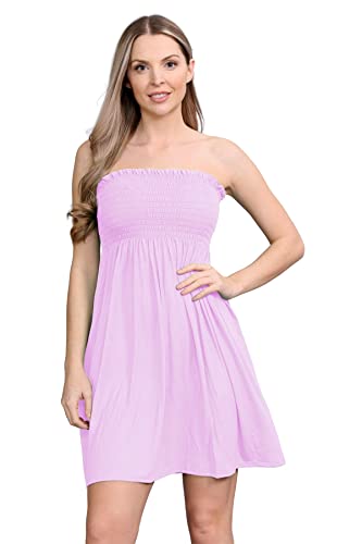 Janisramone Frauen Damen Neu Plain Bandeau Boobtube Mini Kleid Versammeln Sheering Sommer Flared Top von Janisramone