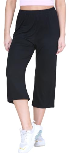 Janisramone Frauen Damen Neu Plain Breit Bein Culottes 3/4 Länge Kurz Trouser Beiläufig Sommer Palazzo Hosen von Janisramone