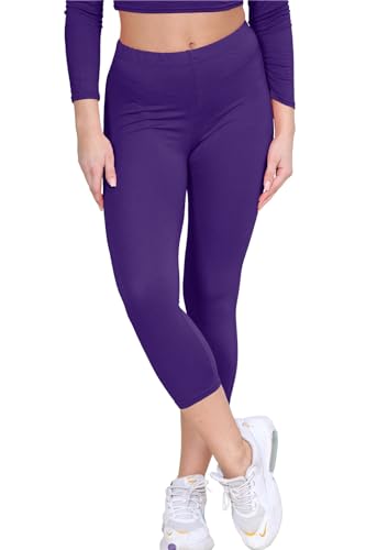 Janisramone Frauen Damen Neu einfach Dehnbar 3/4 Leggings Training Tights Fitnessstudio Beschnitten Capri Aktiv Hose von Janisramone