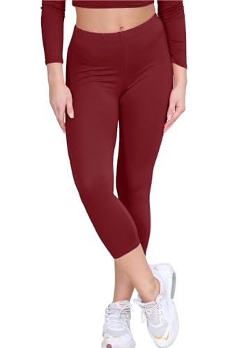 Janisramone Frauen Damen Neu einfach Dehnbar 3/4 Leggings Training Tights Fitnessstudio Beschnitten Capri Aktiv Hose von Janisramone