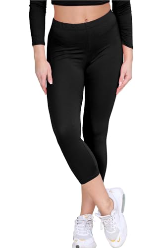 Janisramone Frauen Damen Neu einfach Dehnbar 3/4 Leggings Training Tights Fitnessstudio Beschnitten Capri Aktiv Hose von Janisramone